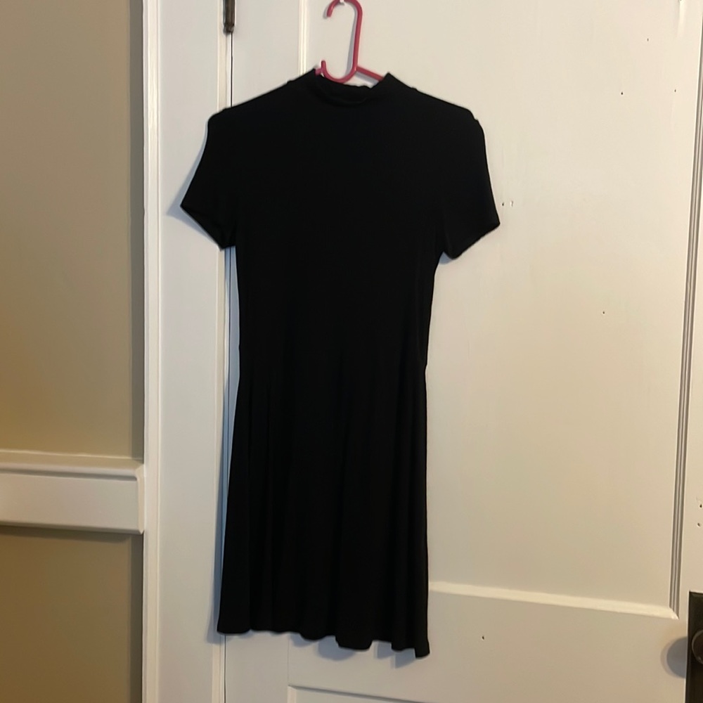 Black A-Line Mock Neck Dress